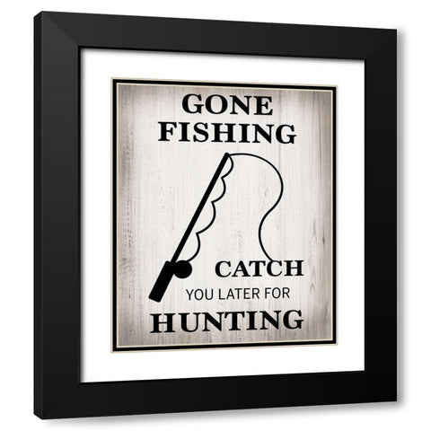 Gone Fishing Black Modern Wood Framed Art Print with Double Matting by Designs, CAD
