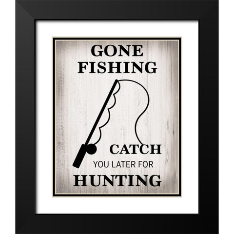 Gone Fishing Black Modern Wood Framed Art Print with Double Matting by Designs, CAD
