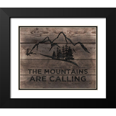 Mountains are Calling Black Modern Wood Framed Art Print with Double Matting by CAD Designs