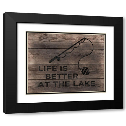 Better at the Lake Black Modern Wood Framed Art Print with Double Matting by CAD Designs