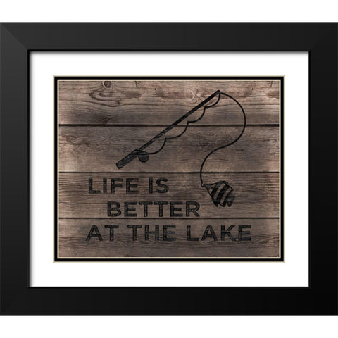 Better at the Lake Black Modern Wood Framed Art Print with Double Matting by CAD Designs
