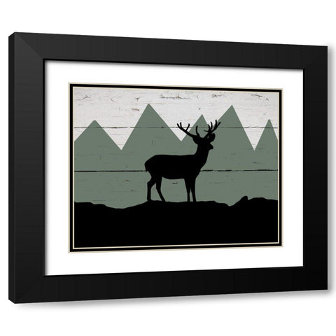 Mountain Deer Black Modern Wood Framed Art Print with Double Matting by Craven, Katrina