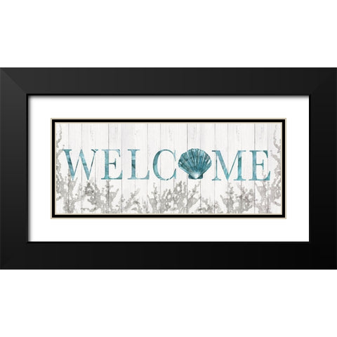 Welcome Shell Black Modern Wood Framed Art Print with Double Matting by Robinson, Carol