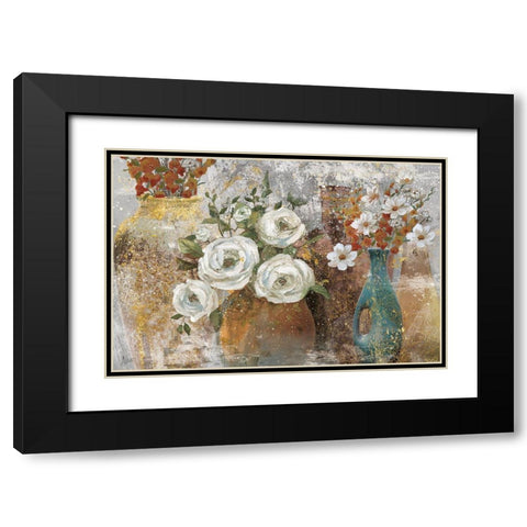 Vessels and Blooms Spice Black Modern Wood Framed Art Print with Double Matting by Nan