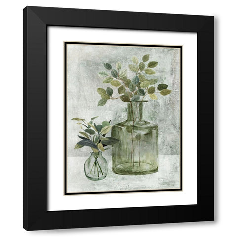 Simply Green II Black Modern Wood Framed Art Print with Double Matting by Robinson, Carol