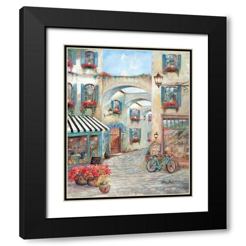 Village Cafe Black Modern Wood Framed Art Print with Double Matting by Manning, Ruane
