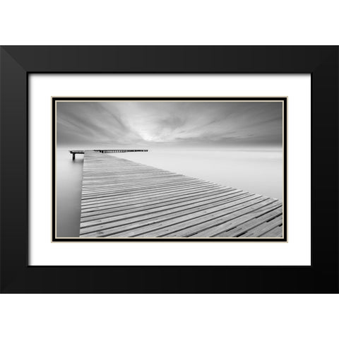 Touch Black Modern Wood Framed Art Print with Double Matting by Calascibetta, Mike