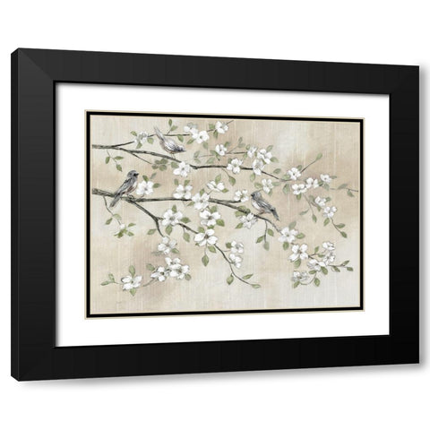 Early Birds and Blossoms Black Modern Wood Framed Art Print with Double Matting by Nan