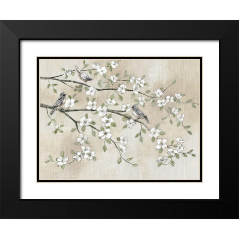 Early Birds and Blossoms Black Modern Wood Framed Art Print with Double Matting by Nan