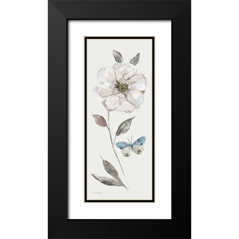 Frosted White Rose Black Modern Wood Framed Art Print with Double Matting by Robinson, Carol