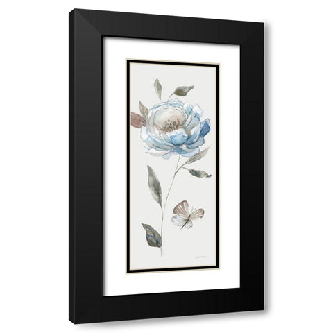 Frosted Blue Rose Black Modern Wood Framed Art Print with Double Matting by Robinson, Carol