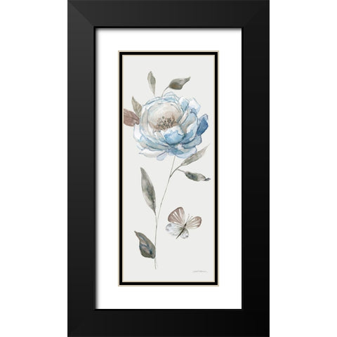 Frosted Blue Rose Black Modern Wood Framed Art Print with Double Matting by Robinson, Carol