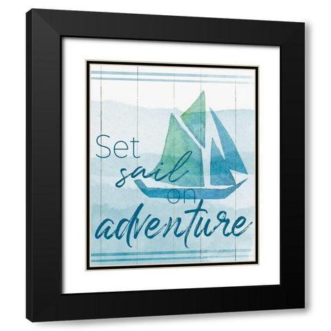 Set Sail Black Modern Wood Framed Art Print with Double Matting by Santiago, Daniela