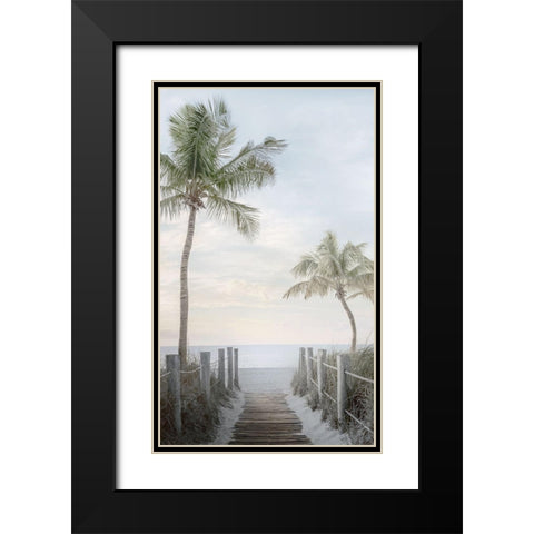 Palm Walk Black Modern Wood Framed Art Print with Double Matting by Calascibetta, Mike