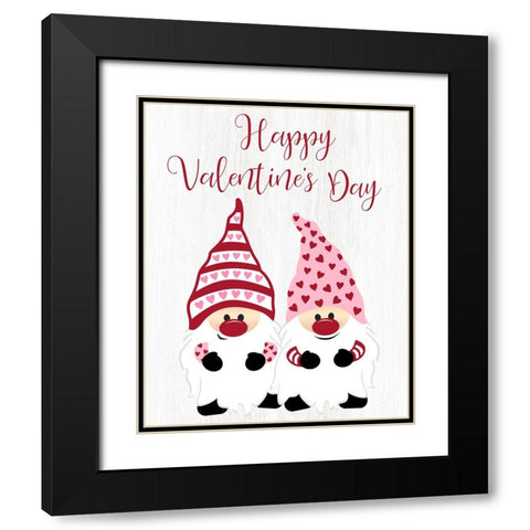 Valentine Gnomes Black Modern Wood Framed Art Print with Double Matting by CAD Designs