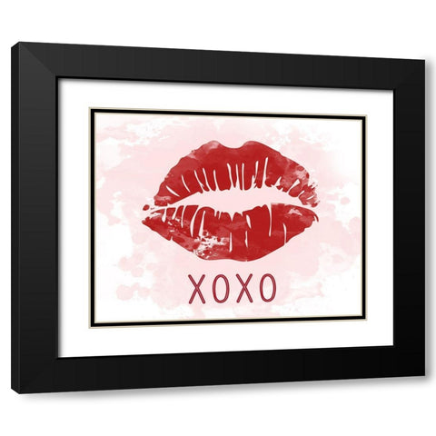 XOXO Lips Black Modern Wood Framed Art Print with Double Matting by Carpentieri, Natalie