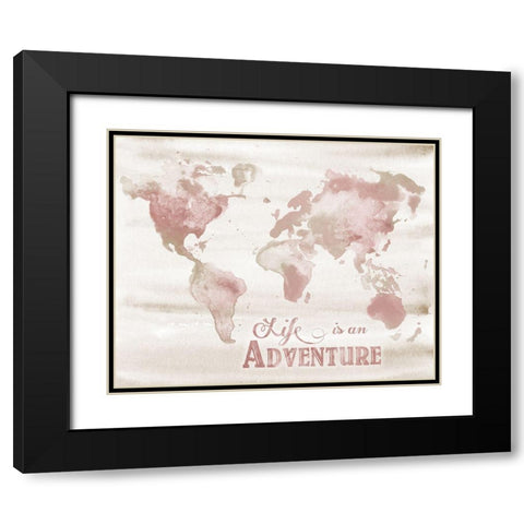 Adventure Map Black Modern Wood Framed Art Print with Double Matting by Knutsen, Conrad