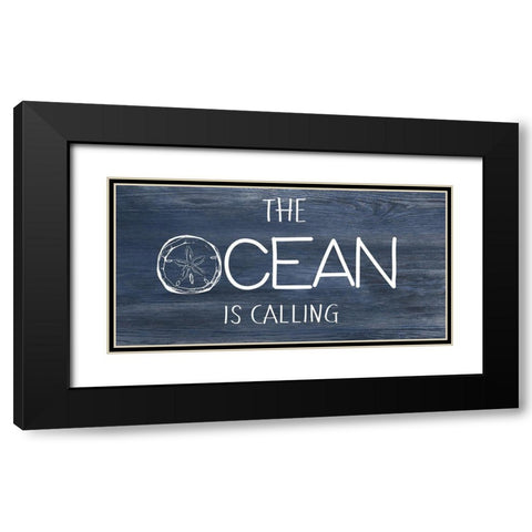 Ocean Calling Black Modern Wood Framed Art Print with Double Matting by CAD Designs