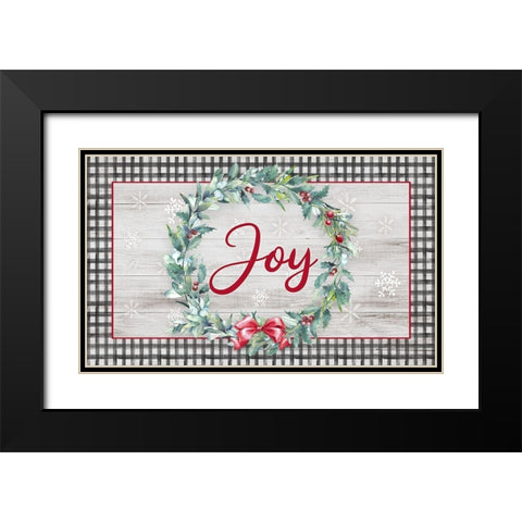 Joy Wreath Black Modern Wood Framed Art Print with Double Matting by Knutsen, Conrad
