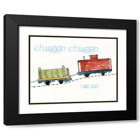 Choo Choo Black Modern Wood Framed Art Print with Double Matting by Nan