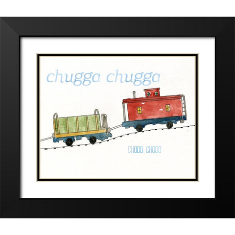 Choo Choo Black Modern Wood Framed Art Print with Double Matting by Nan