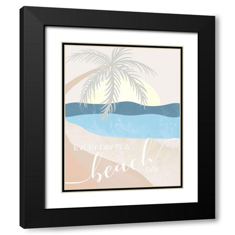 Beach Day Black Modern Wood Framed Art Print with Double Matting by Santiago, Daniela