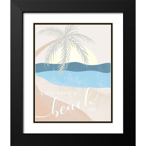 Beach Day Black Modern Wood Framed Art Print with Double Matting by Santiago, Daniela