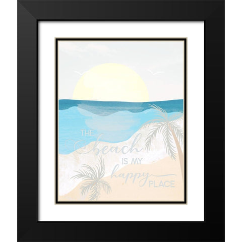 Happy Place Black Modern Wood Framed Art Print with Double Matting by Santiago, Daniela