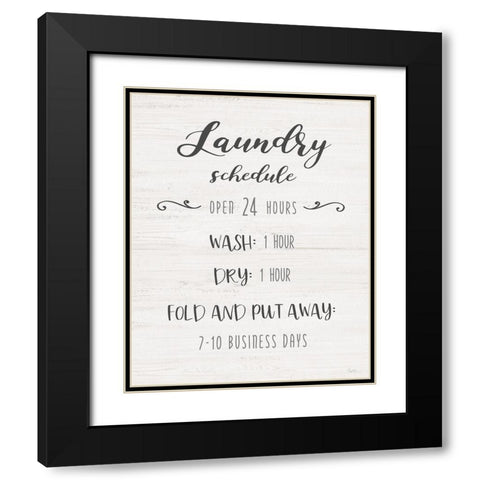 Laundry Time Schedule Black Modern Wood Framed Art Print with Double Matting by Jill, Susan