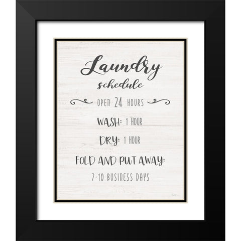 Laundry Time Schedule Black Modern Wood Framed Art Print with Double Matting by Jill, Susan