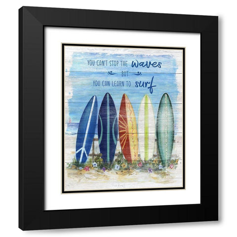 Learn to Surf Black Modern Wood Framed Art Print with Double Matting by Dunlap, Marilyn