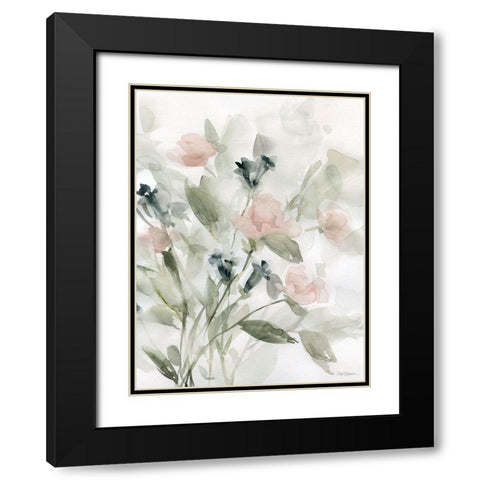 Floral Romance I Black Modern Wood Framed Art Print with Double Matting by Robinson, Carol