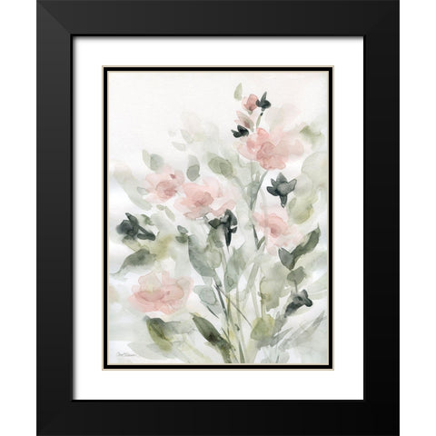 Floral Romance II Black Modern Wood Framed Art Print with Double Matting by Robinson, Carol
