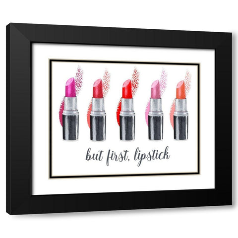 But First-Lipstick Black Modern Wood Framed Art Print with Double Matting by Jill, Susan