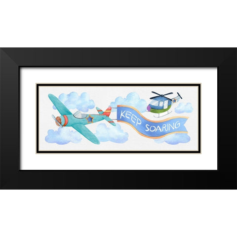 Soar Airplane Black Modern Wood Framed Art Print with Double Matting by Knutsen, Conrad