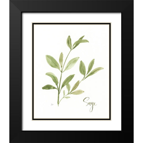 Herb Sage Black Modern Wood Framed Art Print with Double Matting by Nan