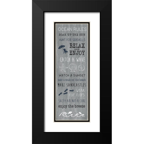 Ocean Rules Black Modern Wood Framed Art Print with Double Matting by CAD Designs