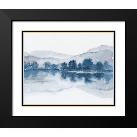 Lake in the Valley Black Modern Wood Framed Art Print with Double Matting by Nan