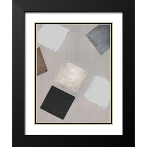 Block Encounter I Black Modern Wood Framed Art Print with Double Matting by Tava Studios