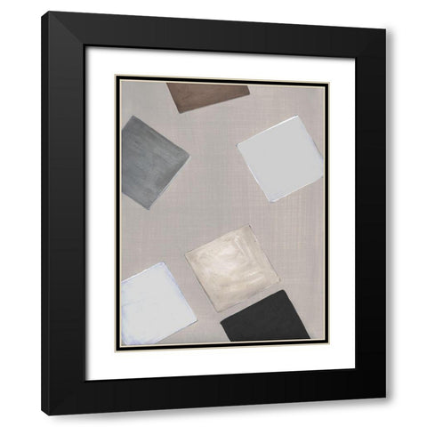 Block Encounter II Black Modern Wood Framed Art Print with Double Matting by Tava Studios