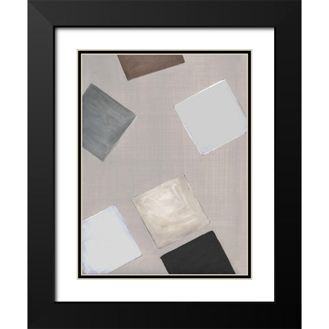 Block Encounter II Black Modern Wood Framed Art Print with Double Matting by Tava Studios