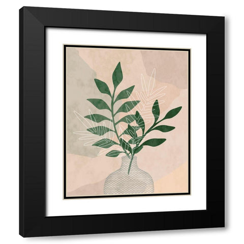 Sedona Greenery I Black Modern Wood Framed Art Print with Double Matting by Carpentieri, Natalie