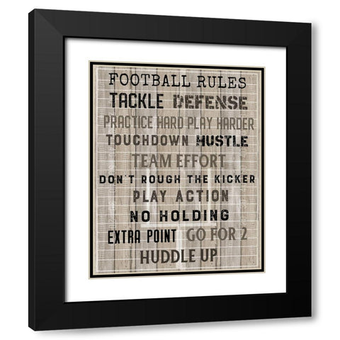 Football Rules Black Modern Wood Framed Art Print with Double Matting by Carpentieri, Natalie