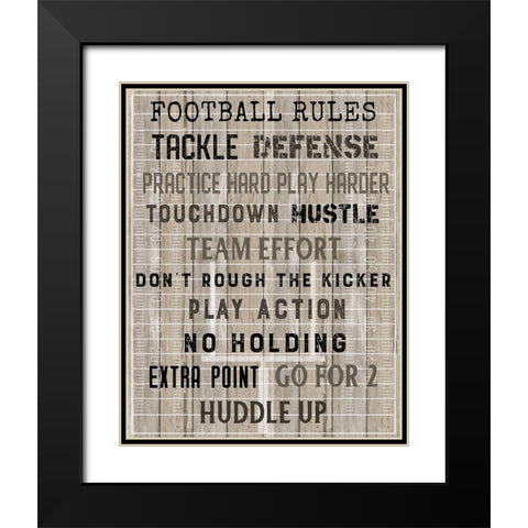 Football Rules Black Modern Wood Framed Art Print with Double Matting by Carpentieri, Natalie