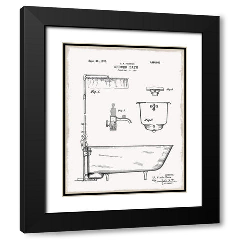 Vintage Bath I Black Modern Wood Framed Art Print with Double Matting by Donovan, Kelly
