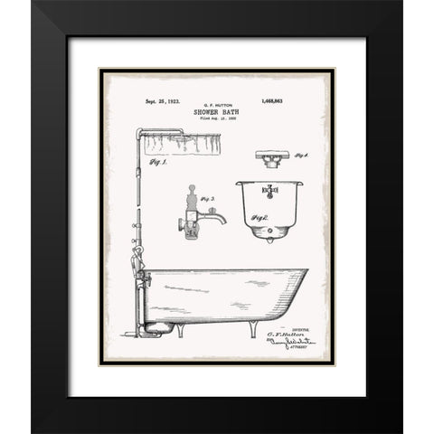 Vintage Bath I Black Modern Wood Framed Art Print with Double Matting by Donovan, Kelly