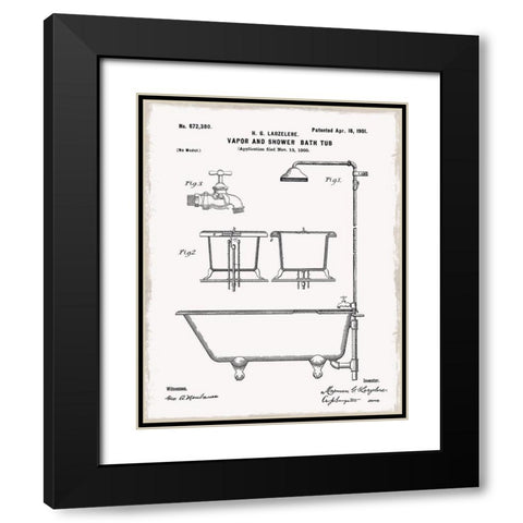 Vintage Bath II Black Modern Wood Framed Art Print with Double Matting by Robinson, Carol