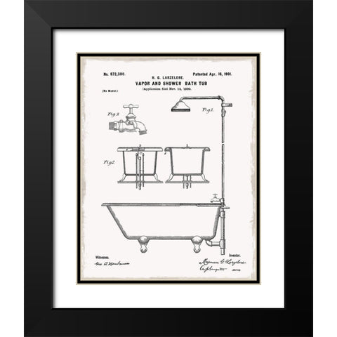 Vintage Bath II Black Modern Wood Framed Art Print with Double Matting by Robinson, Carol