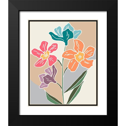 Outlined Botanical Pop II Black Modern Wood Framed Art Print with Double Matting by Carpentieri, Natalie