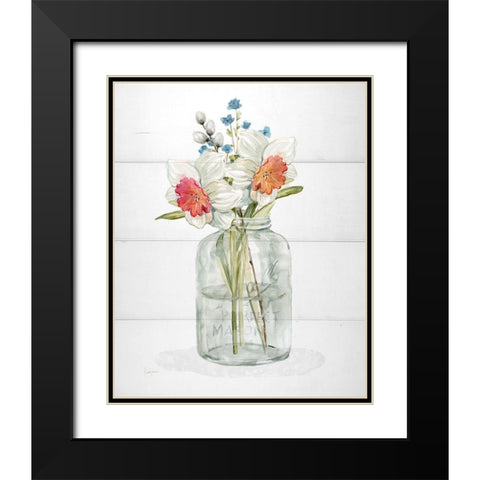 Farmhouse Daffodil Black Modern Wood Framed Art Print with Double Matting by Finn, Livi
